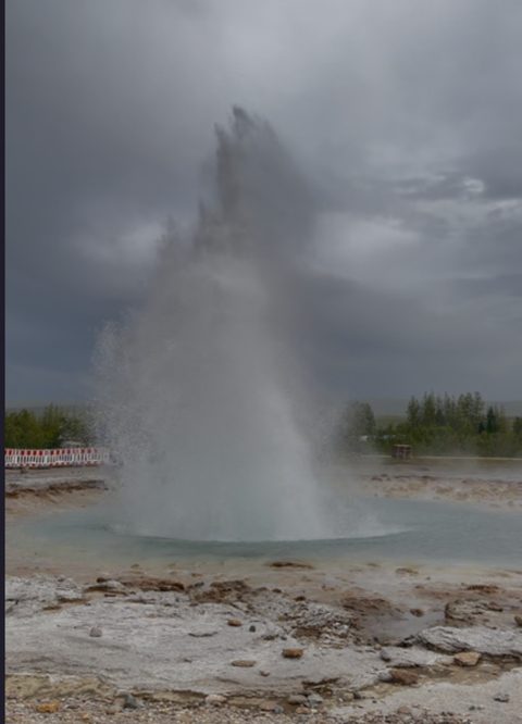 A geyser erupting a column of water