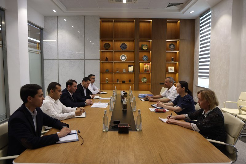 Ministry officials and a water commission delegation at a meeting table
